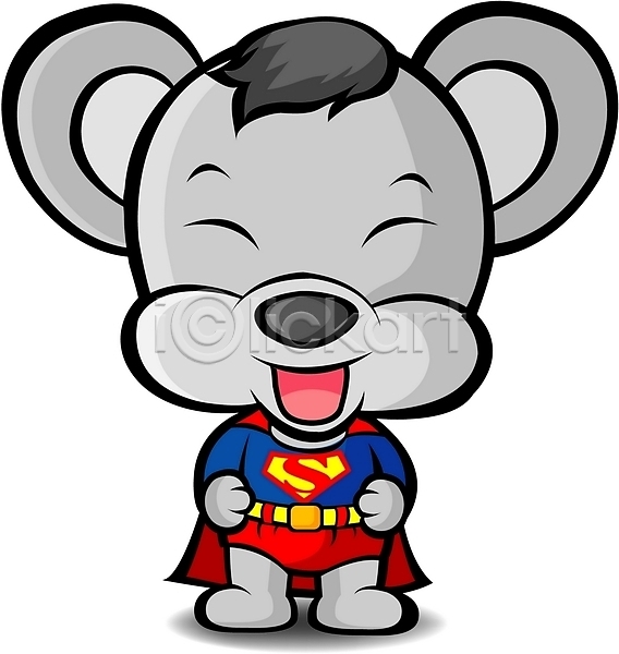 사람없음 EPS 일러스트 동물 동물캐릭터 수컷 슈퍼맨 십이지신 애니멀프린트 운세 육지동물 쥐 쥐띠 쥐캐릭터 척추동물 캐릭터 포유류 한마리