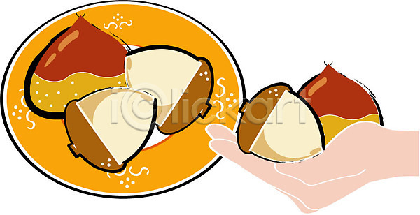 신체부위 EPS 아이콘 가을(계절) 견과류 농작물 도토리 밤(견과류) 손 식물 신체 열매 음식 접시 클립아트