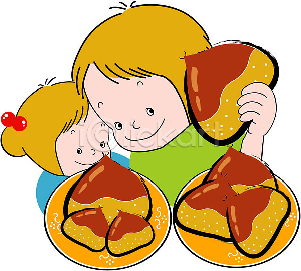 두명 사람 소녀(어린이) 어린이 여자 여자만 EPS 아이콘 가을(계절) 견과류 과일 그릇 밤(견과류) 식물 엄마 열매 접시 클립아트