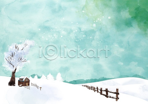 추위 사람없음 PSD 일러스트 겨울 겨울배경 계절 나무 눈(날씨) 눈내림 백그라운드 사계절 식물 울타리 주택 풍경(경치)