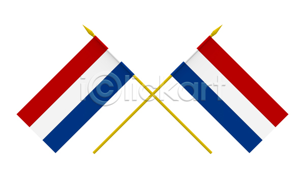 애국심 협력 사람없음 3D JPG 일러스트 포토 해외이미지 고립 교차 깃발 네덜란드 만들기 배너 봉 빨간색 심볼 유럽 전국 정치 컨셉 통신 파란색 표준 해외202004 흰색
