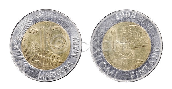 사람없음 JPG 포토 해외이미지 10 고립 구식 금속 돈 동전 오브젝트 원형 자르기 표시 핀란드 해외202004 흔적(자국)