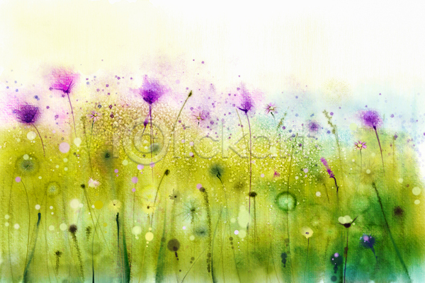 사람없음 JPG 포토 해외이미지 그림 꽃 꽃밭 미술 번짐 손그림 수채화(물감) 해외202004