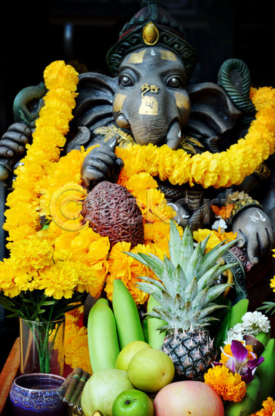 사람없음 JPG 포토 해외이미지 과일 꽃 미술 숫자 스타일 신앙심 코끼리 태국 해외202004 힌두교