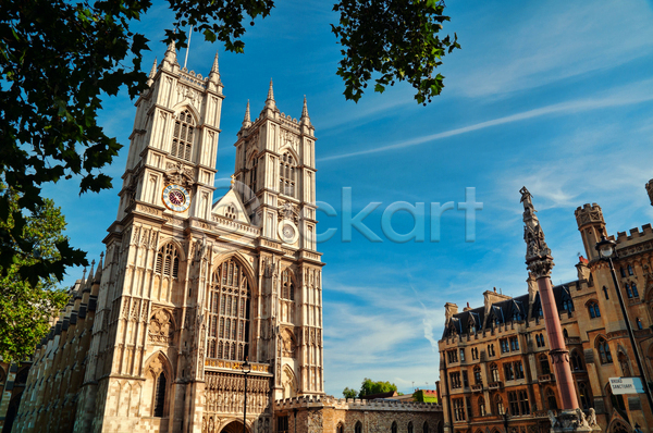사람 사람없음 JPG 포토 해외이미지 건축양식 고딕 공원 관광지 교회 귀족 나무 도시 런던 성당 수녀원 시계 여름(계절) 역사 영국 잉글랜드 종탑 해외202004