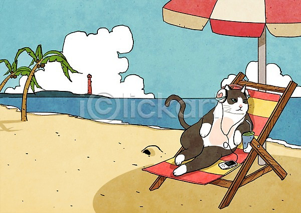 상상 사람없음 PSD 상상일러스트 일러스트 계절 고양이 나무 동물 동물캐릭터 모래 모래사장 바다 바캉스 선베드 식물 애니멀프린트 야자수 여름(계절) 여름휴가 음악 음악감상 의자 캐릭터 파라솔 판타지 포유류 해변 헤드셋
