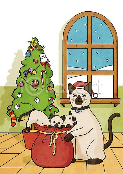 상상 사람없음 PSD 상상일러스트 일러스트 고양이 기념일 나무 동물 동물캐릭터 보따리 새끼 식물 애니멀프린트 어미 이벤트 캐릭터 크리스마스 크리스마스트리 판타지 포유류