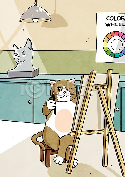 상상 사람없음 PSD 상상일러스트 일러스트 고양이 그리기 그림 동물 동물캐릭터 미술 애니멀프린트 연필 이젤 조각상 조명 캐릭터 컬러리스트 판타지 포유류 필기구