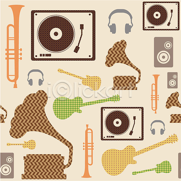 사람없음 AI(파일형식) 일러스트 기타 나팔 디자인 레코드 레코드판 모양 무늬 문양 백그라운드 벽지 스피커 악기 음향기기 패턴 패턴백그라운드 헤드셋