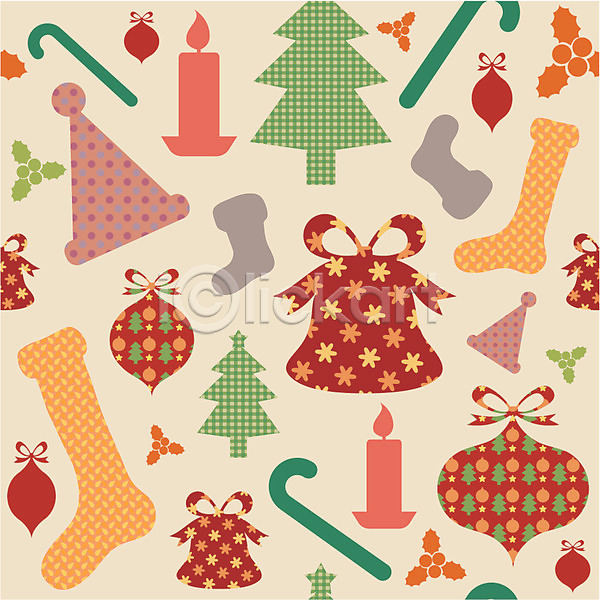 사람없음 AI(파일형식) 일러스트 기념일 디자인 모양 모자(잡화) 무늬 문양 백그라운드 벽지 산타모자 양말 이벤트 장식 종 지팡이 초 촛불 크리스마스 크리스마스양말 크리스마스장식 크리스마스트리 패턴 패턴백그라운드