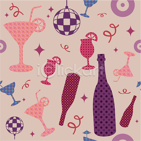 사람없음 AI(파일형식) 일러스트 디자인 모양 무늬 문양 미러볼 백그라운드 벽지 병(담는) 술병 잔 칵테일 칵테일잔 컵 파티 패턴 패턴백그라운드