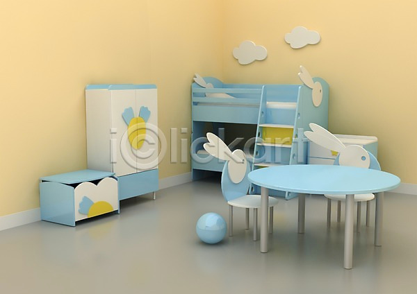 사람없음 3D PSD 입체 3D소스 가구 공 구름(자연) 그래픽 방 벽지 서랍장 실내 아이방 의자 이층침대 인테리어 장롱 침대 침실 탁자
