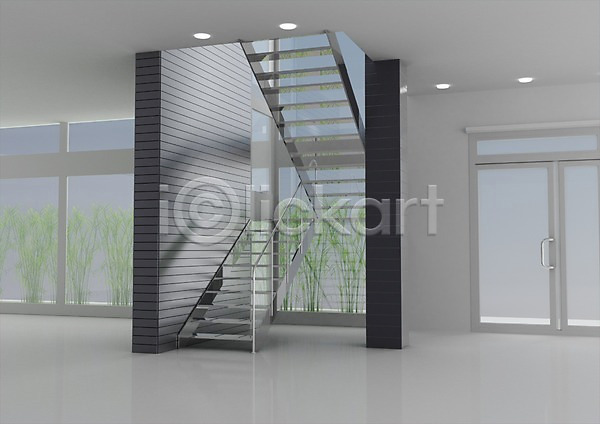 사람없음 3D PSD 입체 3D소스 건축 계단 그래픽 기둥 문 복도 빌딩 사무실 식물 실내 인테리어 창문 출입구 현관문