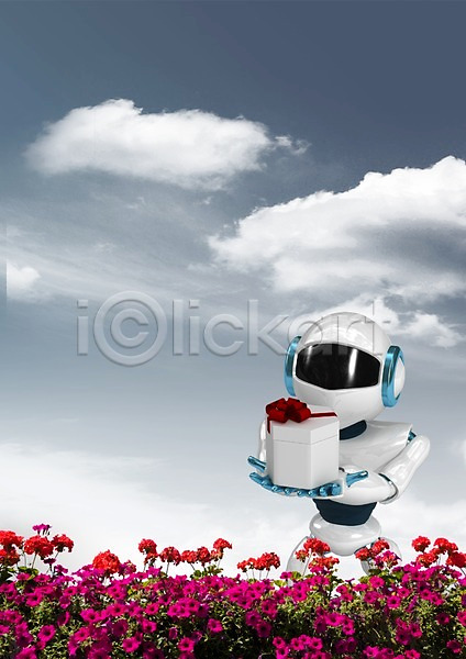 발전 사람없음 3D PSD 입체 편집이미지 4차산업 과학 구름(자연) 그래픽 꽃 꽃밭 로봇 선물 선물상자 식물 이벤트 인조인간 장난감 첨단과학 첨단산업 편집 프로포즈 하늘