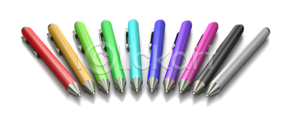 사람없음 3D JPG 일러스트 포토 해외이미지 검은색 금속 노란색 무지개 문구용품 백그라운드 보라색 볼펜 빨간색 세트 수집 시리즈 철 초록색 컬러풀 파란색 펜 해외202004 해외포토 흰배경 흰색