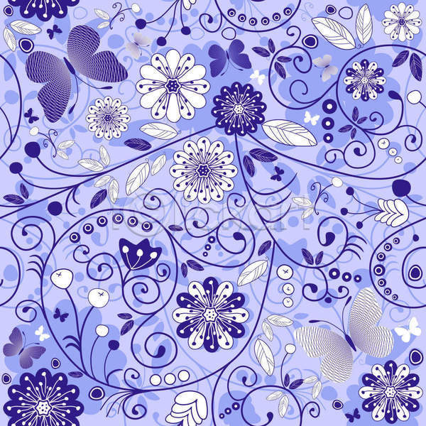 화려 사람없음 EPS 일러스트 해외이미지 꽃 나비 디자인 백그라운드 보라색 여러마리 해외202004