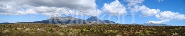 사람없음 JPG 포토 해외이미지 구름 뉴질랜드 산 여름 원뿔 자연 파노라마 풍경 하늘 해외202004 해외포토 화산 황무지