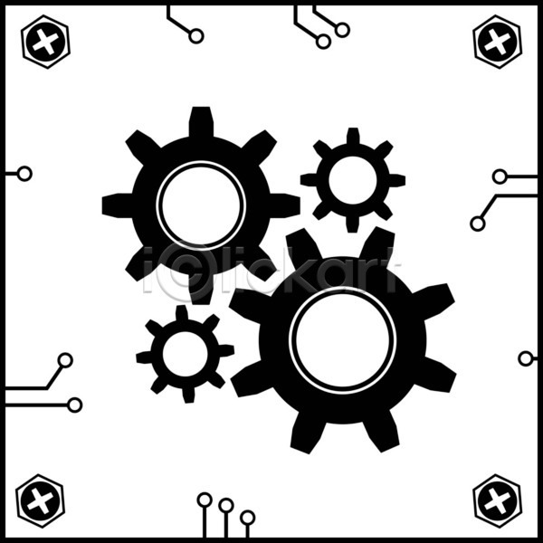 EPS 일러스트 해외이미지 검은색 견과류 구성 기계 기어 미술 백그라운드 볼트 수리 엘리먼트 오브젝트 원형 지능 프레임 해외202004 해외일러스트 흰색