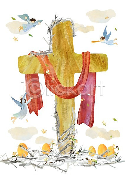 세명 PSD 일러스트 가시 가시면류관 계란 구름(자연) 기독교 나뭇가지 나팔 백그라운드 부활절 부활절계란 십자가 악기 연주 운반 종교 천(직물) 천사 하늘