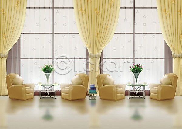 사람없음 PSD 일러스트 공간 꽃 백그라운드 복도 선반 소파 식물 의자 인테리어 창문 책 커튼 쿠션 탁자 화분 휴게실