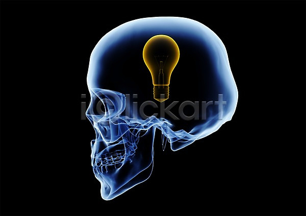 상상 아이디어 사람없음 신체부위 3D PSD 입체 3D소스 건강 골격 그래픽 머리 백열등 병원 뼈 생각 신체 엑스레이 의학 전구 치료 투시 해골 해부