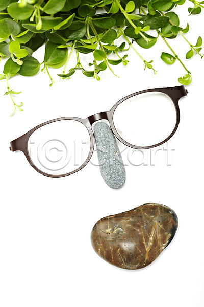 사람없음 JPG 포토 광석 돌(바위) 백그라운드 새싹 스튜디오촬영 식물 실내 안경 입 잎 조약돌 컨셉 코 피규어