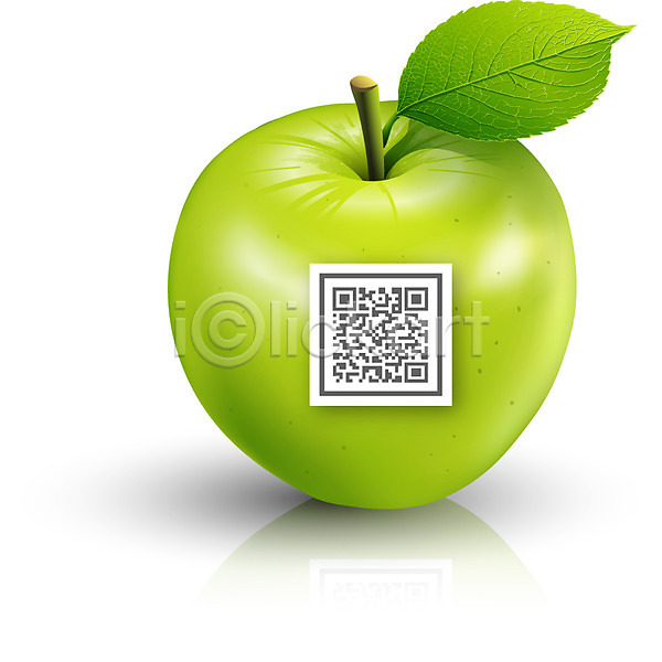 사람없음 AI(파일형식) 디테일아이콘 아이콘 입체아이콘 QR코드 과일 나뭇잎 디지털 디테일 사과(과일) 식물 암호 잎 청사과 친환경 코드