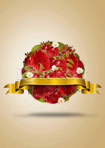 사람없음 PSD 편집이미지 과일 꽃 끈 딸기 라벨 리본 식물 음식 풀(식물)