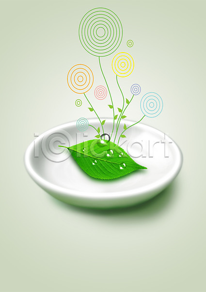 사람없음 PSD 편집이미지 그릇 물방울 식기 식물 잎 접시 풀(식물)