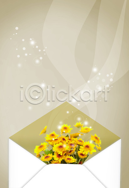 사람없음 PSD 편집이미지 꽃 노란색 봉투 식물 컬러 편지 편지봉투 풀(식물)