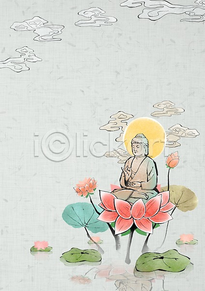 믿음 희망 사람없음 PSD 일러스트 구름(자연) 기념일 문화 백그라운드 부처 부처님오신날 불교 불상 식물 아시아 연꽃(꽃) 잎 조각상 조명 종교 후광