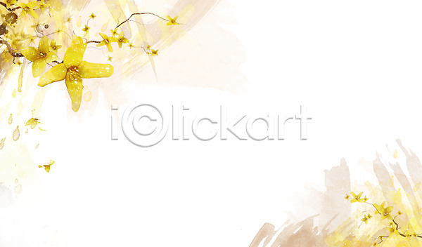 사람없음 PSD 일러스트 개나리 꽃 꽃백그라운드 노란색 백그라운드 식물 잎 자연 컬러