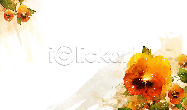 사람없음 PSD 일러스트 꽃 꽃백그라운드 백그라운드 식물 잎 자연 주황색 컬러 팬지