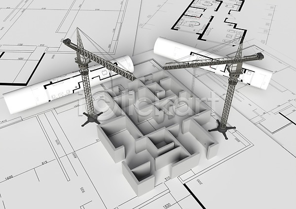 설계 사람없음 3D PSD 입체 편집이미지 3D소스 건물 건설현장 건축 건축물 공사 그래픽 기중기 설계도 운반 장비 중장비 타워크레인 편집소스