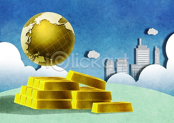 사람없음 PSD 일러스트 건물 건축물 경제 구름(자연) 금괴 금융 백그라운드 비즈니스 빌딩 지구 지구본 하늘 황금