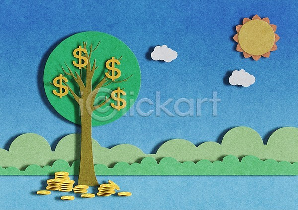 사람없음 PSD 일러스트 경제 금융 기호 나무 달러 돈 동전 백그라운드 비즈니스 식물 열매 태양 하늘 해 화폐기호