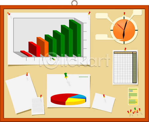 계획 EPS 일러스트 해외이미지 공백 공지사항 그래프 리뷰 서식 시간표 시계 압정 종이 프레임 해외202004