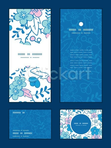 사람없음 EPS 일러스트 해외이미지 꽃 꽃무늬 디자인 배너 벚꽃 세트 파란색 패턴 해외202004