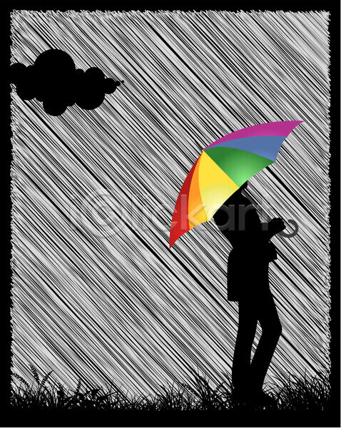 보호 행복 여자 EPS 실루엣 일러스트 해외이미지 걷기 검은색 구름(자연) 날씨 미술 백그라운드 우산 우주 장식 추상 컬러풀 해외202004