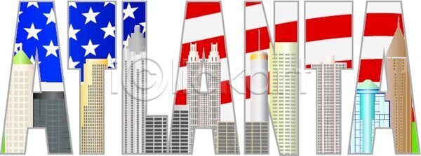 애국심 축하 EPS 실루엣 일러스트 해외이미지 건물 고립 고층빌딩 그림 기념품 남쪽 도시 도시풍경 도심 동쪽 미국 백그라운드 별 빨간색 성조기 스카이라인 여행 엽서 윤곽 조지아 줄무늬 텍스트 파란색 포스터 해외202004 해외일러스트 흰색