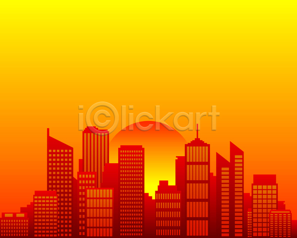 상승 사람없음 JPG 실루엣 일러스트 포토 해외이미지 건물 고층빌딩 도시 백그라운드 세트 스카이라인 심볼 오렌지 일몰 일출 주택 타운 태양 풍경(경치) 해외202004