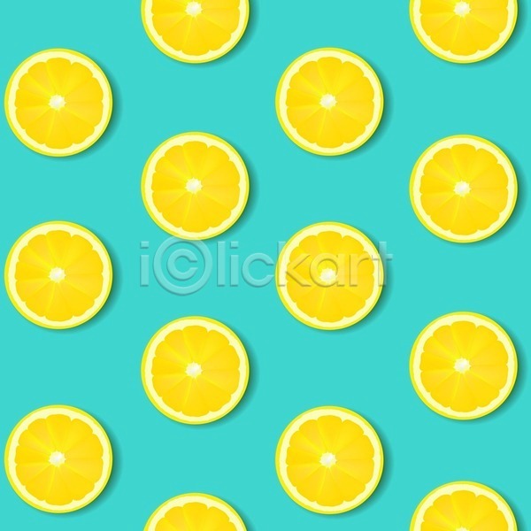 사람없음 EPS 일러스트 해외이미지 노란색 단면 레몬 민트색 백그라운드 패턴 해외202004