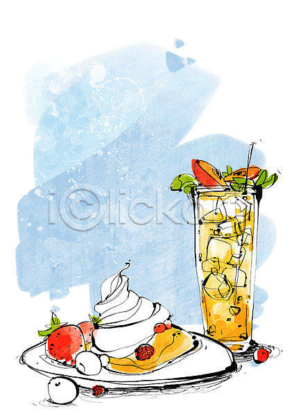 사람없음 PSD 라인일러스트 일러스트 과일 그릇 디저트 딸기 백그라운드 빨대 생크림 식기 얼음 음료 음식 잔 장식 접시 주스 컵 케이크 팬케이크