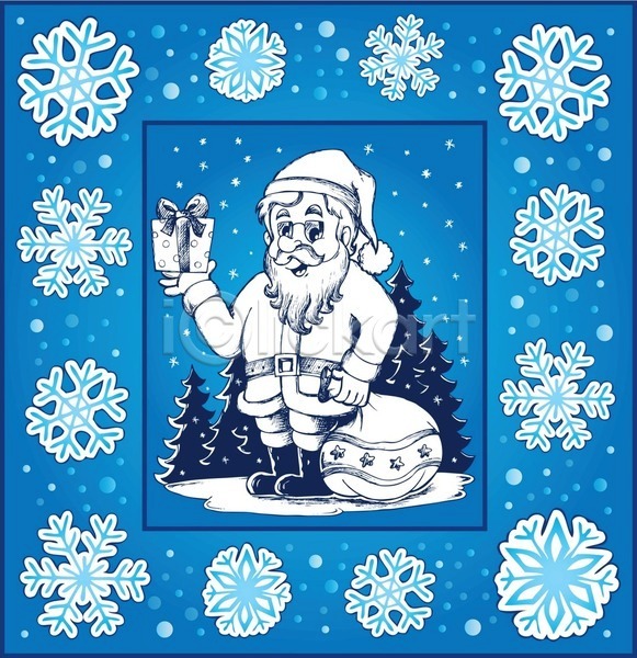 축하 남자 노년 노인남자한명만 한명 EPS 일러스트 해외이미지 겨울 기념 나무 눈꽃무늬 눈송이 들기 디자인 보따리 산타클로스 선물상자 캐릭터 크리스마스 크리스마스선물 파란색 프레임 해외202004