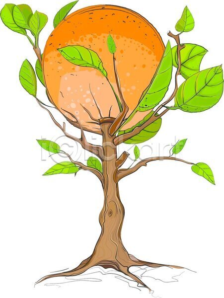 성장 신선 EPS 일러스트 해외이미지 1 건강 고립 과일 귤 나무 분재 세로 손그림 숙성 식물 오렌지 잎 자연 초록색 큼 해외202004