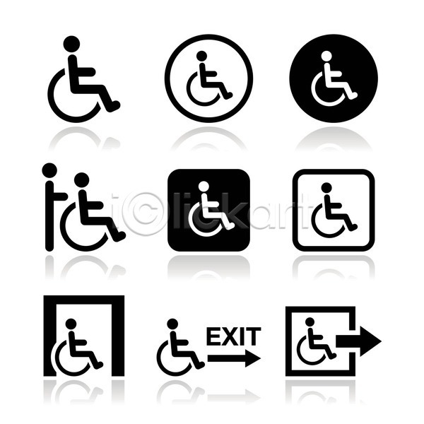 사람모양 사람없음 EPS 아이콘 일러스트 해외이미지 비상구 장애인 장애인전용 표시 픽토그램 해외202004 휠체어