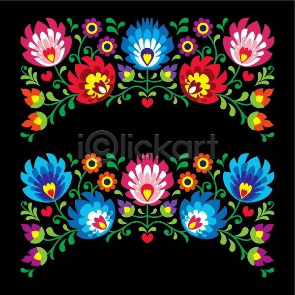화려 사람없음 EPS 일러스트 해외이미지 꽃 전통 컬러풀 패턴 폴란드 해외202004