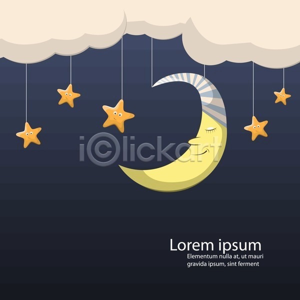 희망 EPS 일러스트 해외이미지 공상 구름(자연) 그래픽 노란색 달 달빛 디자인 만화 미소(표정) 백그라운드 별 빛 시간 야간 얼굴 요정 잠 저녁 최고 클립아트 파란색 하늘 해외202004