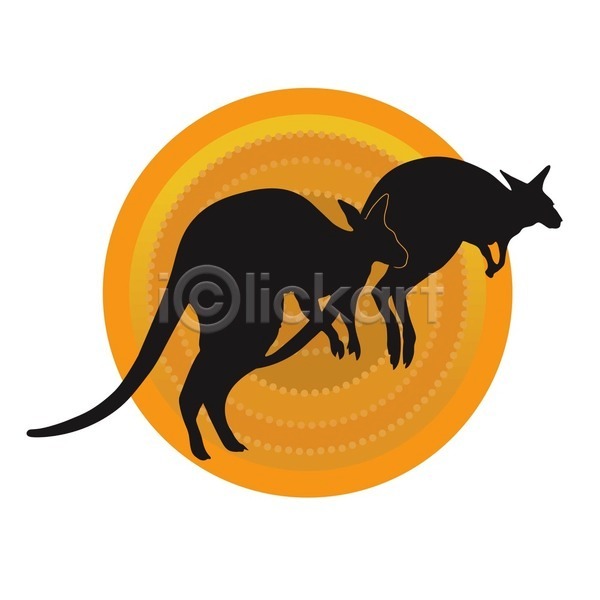 탈출 EPS 실루엣 아이콘 일러스트 해외이미지 달리기 동물 디자인 심볼 쌍 야생동물 오지 점프 캥거루 커플 태양 풍경(경치) 해외202004 호주