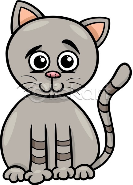 귀여움 사람없음 EPS 일러스트 해외이미지 고양이 만화 앉기 회색